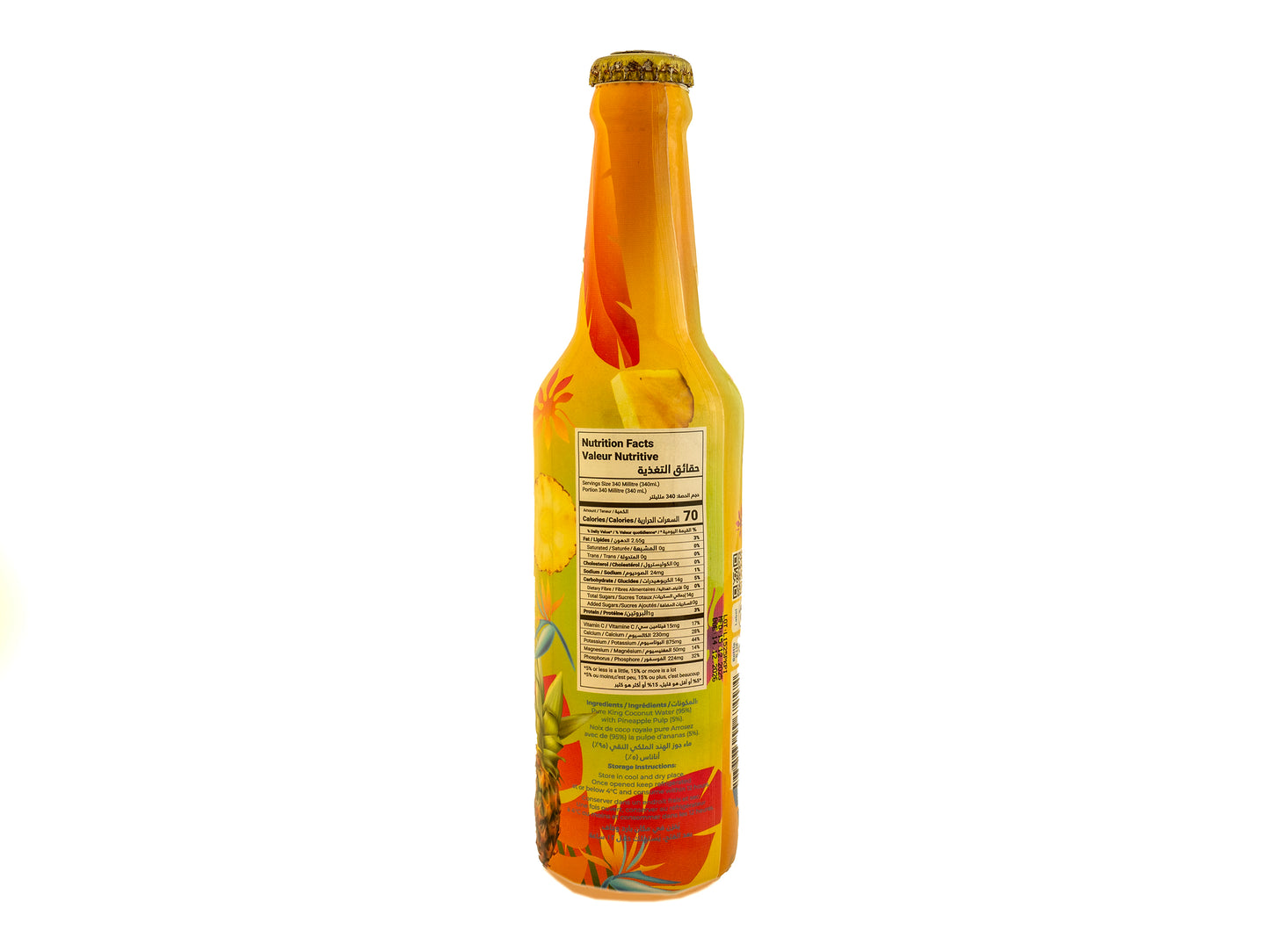Poka King Coconut Water + Pineapple 340ml Glass Bottle