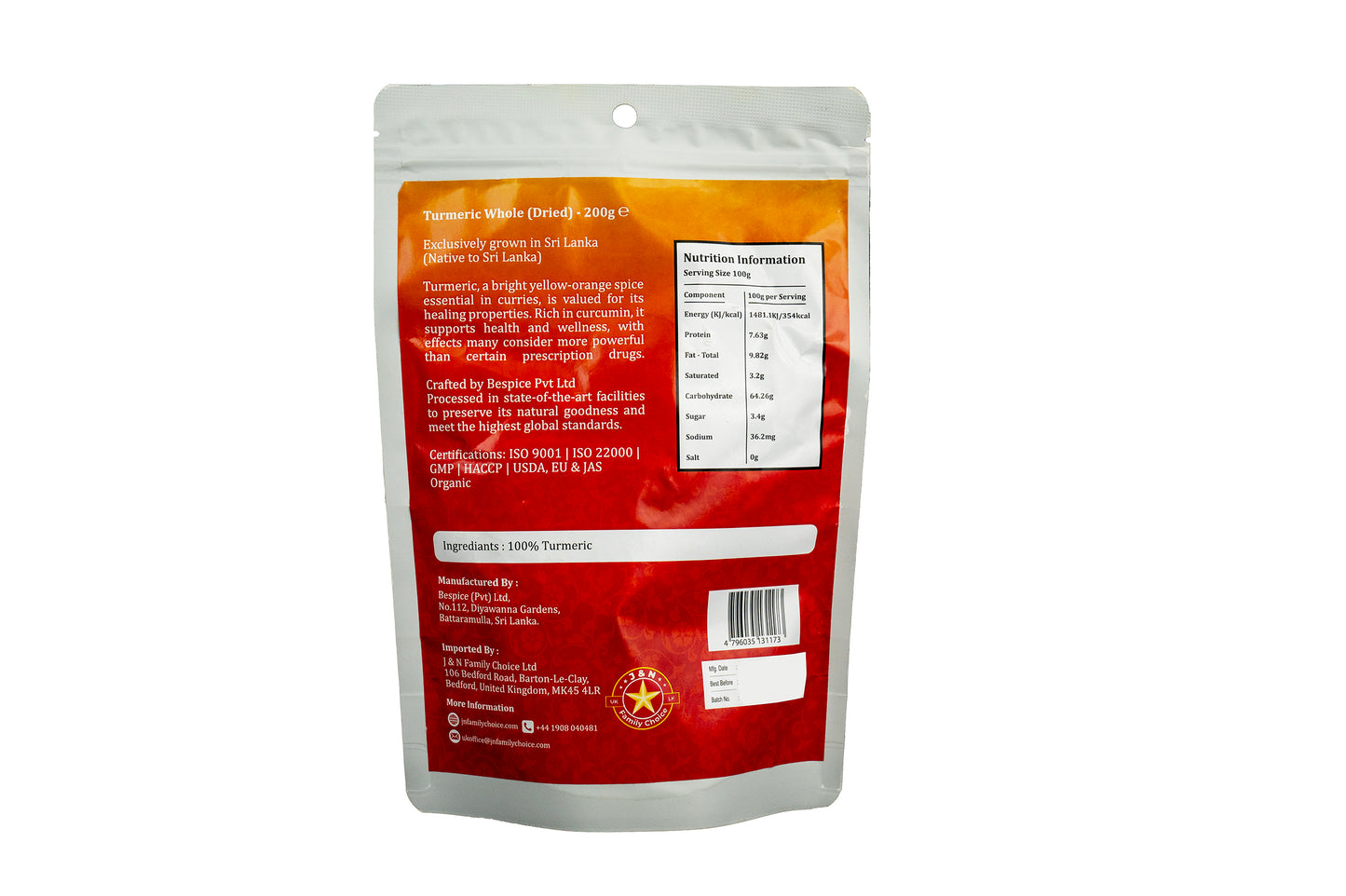 Turmeric Whole - Dried