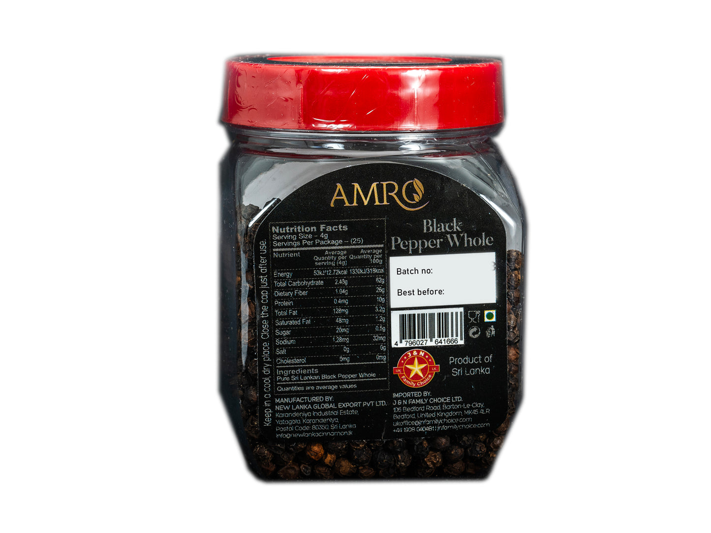 Black Pepper Whole  Plastic Bottle