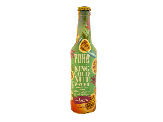 Poka King Coconut water + Passion 340ml Glass Bottle